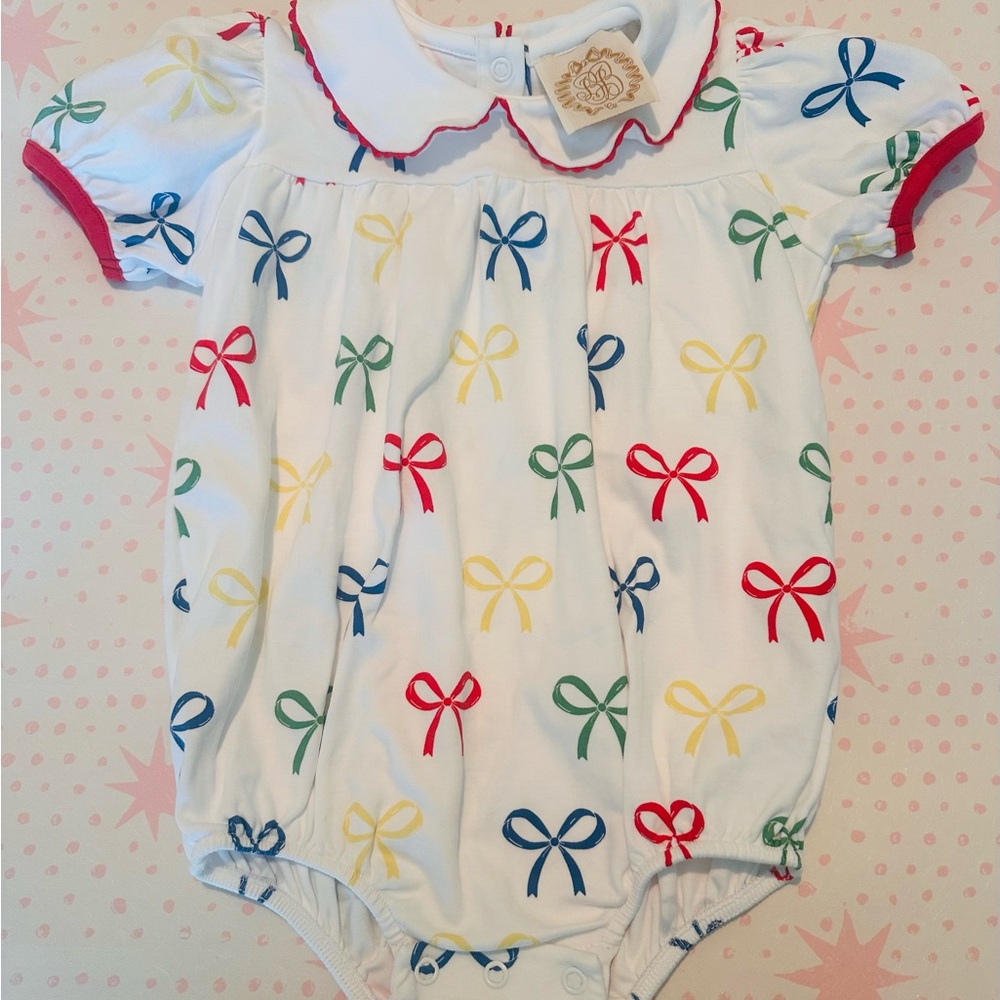 TBBC White Bow-Print One-Piece Bubble - Multiple Color Bows